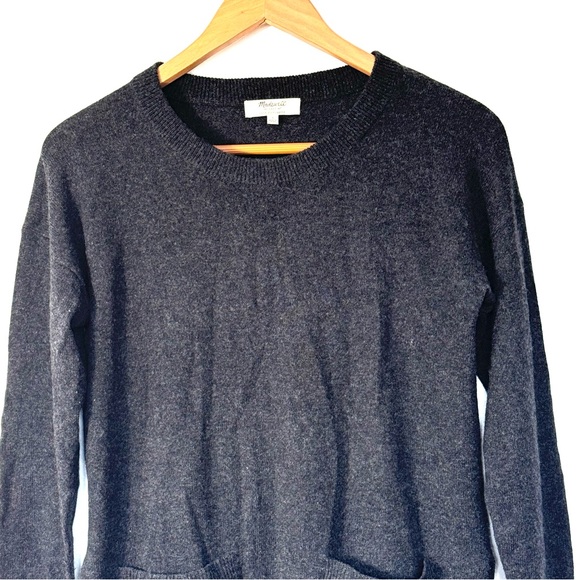 Madewell 100% Cashmere Gray Pullover Pocket Sweater Sz S - Picture 3 of 15